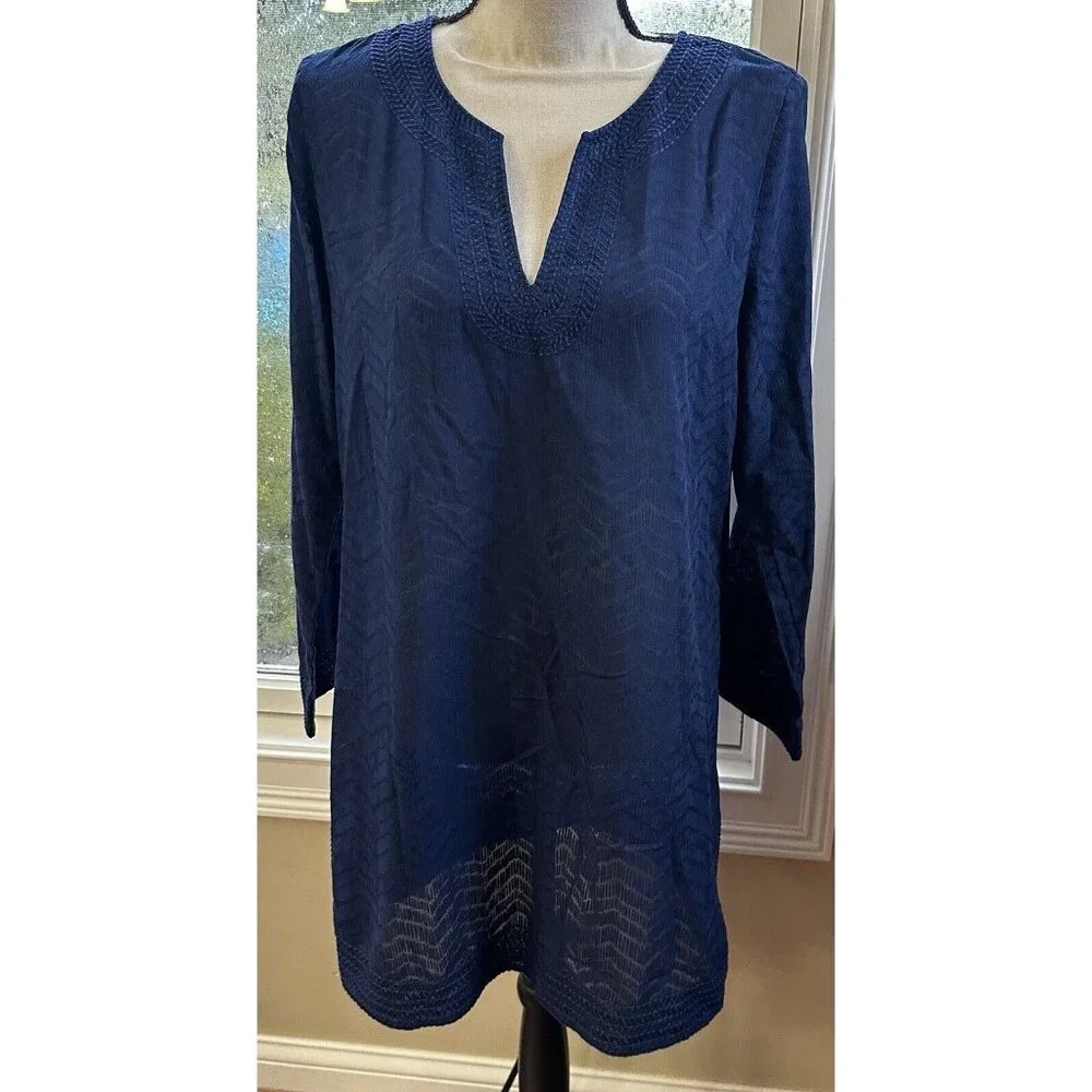 Vineyard Vines Swim Cover-Up Beach Navy Blue Cotton Women's Size S Small